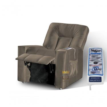 Imagem de Poltrona Do Papai Massagem Reclinável Suede Premium Marrom
