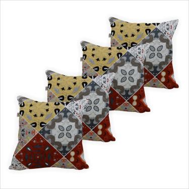 Imagem de Capa De Almofada Jacquard Estampa Lajota Colorida