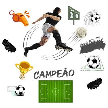 Imagem de Adesivo De Parede Futebol Decorativo Para Quarto E Sala Titulos Preto