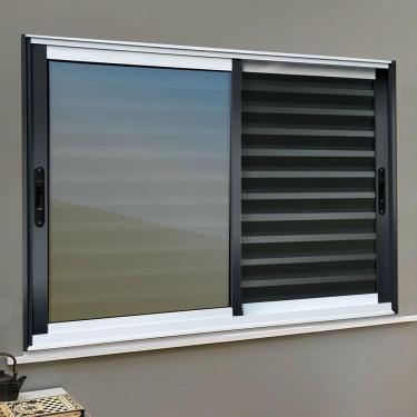 Imagem de Veneziana Elite 3 Folhas Moveis 120 X 200 Vidro Reflex Mix Preto