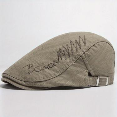 Imagem de Boina Ajustvel Com Letras Bordadas Estilo Fashion Bege
