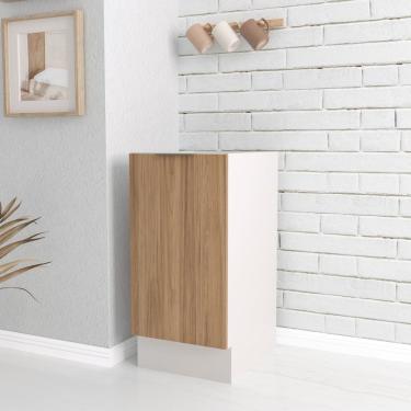 Imagem de Balcão 1 Porta 40cm Sem Tampo Com Rodapé Puxador 150mm Ipanema Cabecasa Madeiramadeira Acácia-branco