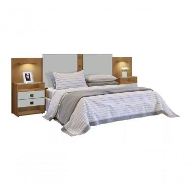 Imagem de Cabeceira Casal Com Mesa De Cabeceira - Rubi-cinamomo-off White - Móveis D'doro