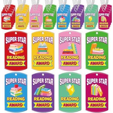 Imagem de Dansydaisy 32 peças de incentivos de leitura para estudantes em acrílico Super Star Reading Award Tags com etiquetas de reconhecimento de correntes Prêmios de educação em massa para escola sala de