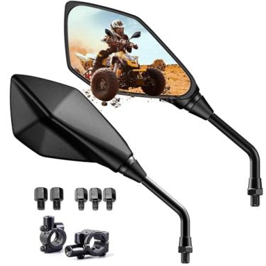 Imagem de Espelhos ATV espelhos de motocicleta, suporte de guidão de 7/20.3 cm, parafuso rosqueado de 8 mm 10 mm compatível com motociclo scooter cruiser Moped Polaris Sportsman Dirt Bike