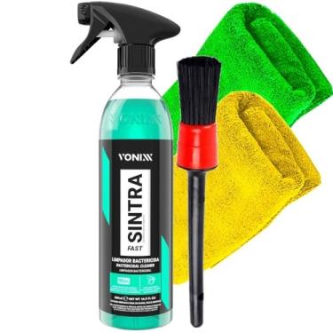 Imagem de Kit Sintra Fast 500ml Limpador Multiuso Bactericida Vonixx Pincel Detalhamento Automotivo Karbox 2 Toalhas Limpeza 30x30cm Microfibra
