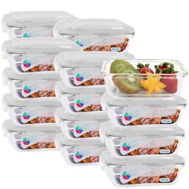 Imagem de Potes de Vidro Hermético 370ml com Tampa Kit com 20 Unidades Livre de BPA Refeições Marmitas e Armazenamento