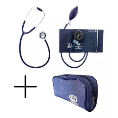 Imagem de Medidor De Pressão Esfigmomanômetro Com Estetoscópio Bic (AZUL)
