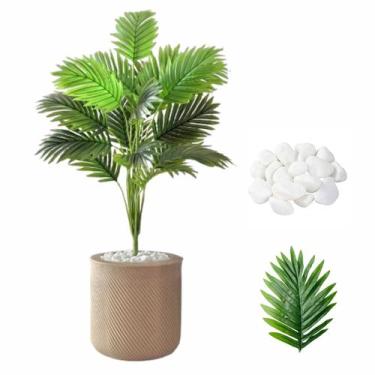 Imagem de Planta Palmeira Artificial + Vaso Bojo com Pedra Decoração - Flor Imp