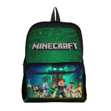 Imagem de Mochila com Bolso Escolar Infantil Avulsa Manecraft Menino e Menina - 