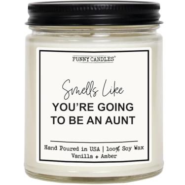 Imagem de Funny Candles - Vela engraçada para presente de tia – "Smells Like You're Going to Be an Aunt" – Presente de anúncio de gravidez da nova tia para irmã, melhor amiga, cunhada – Vela de soja perfumada