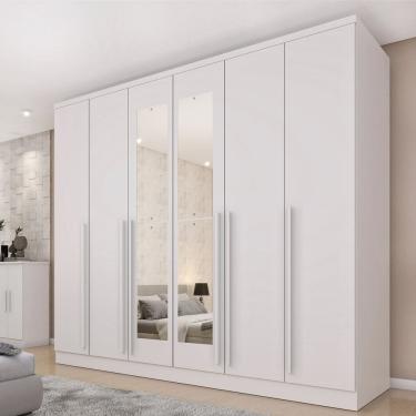 Imagem de Guarda-Roupa Casal 6 Portas 8 Gavetas Puxador MDF 270cmcom Espelho Portugal Espresso Móveis Neve