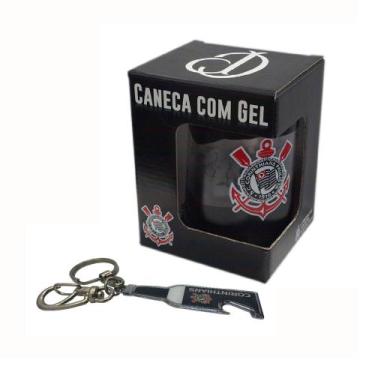 Imagem de Kit Caneca Gel 300ml e Chaveiro Garrafa Oficial Top Times Corinthians 