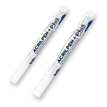 Imagem de Caneta Acrilpen Plus 2 Unidades Tecido Branco 519 Permanente Caneta Garante Traços Perfeitos, Resistentes e Duradouros