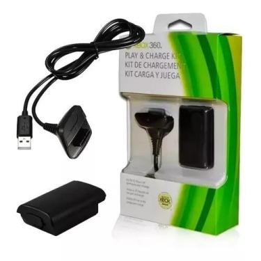 Imagem de Controle Recarregável Compatível com Xbox 360 com Bateria e Cabo USB 1