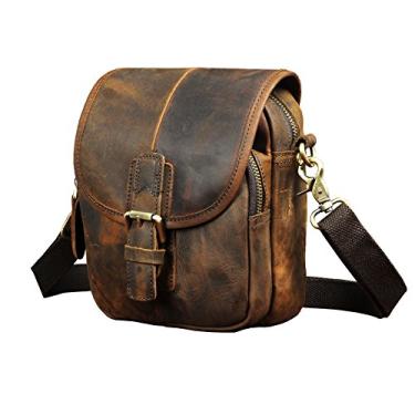 Imagem de Le'aokuu Homens couro mini mensageiro crossbody bolsa gancho organizador cintura cinto saco pacote cigarro 1168, 1168 A castanho, L