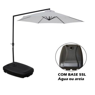 Imagem de Kit Ombrelone Suspenso 3 Metros Aço Veneza Com Base Plástica 55L - Belfix