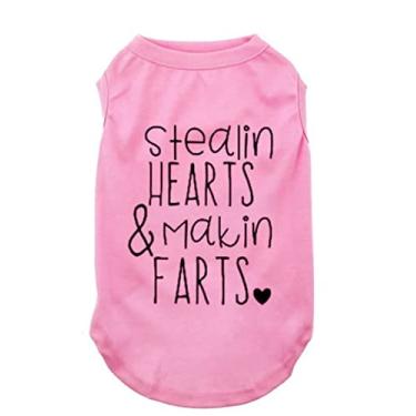 Imagem de SUEOSU Camisetas para cães para roupas de animais de estimação camisetas macias respiráveis para filhotes de cachorro cultura pop coisa 1 a coisa 9 camiseta estampada pet (rosa, grande)