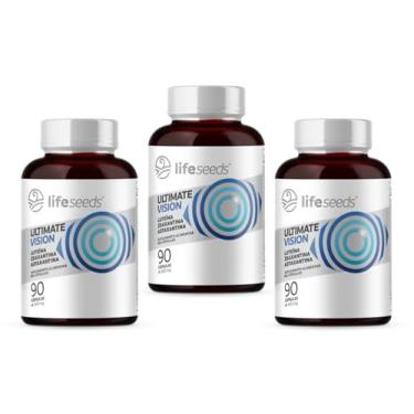 Imagem de ULTIMATE VISION – Luteína 20mg + Zeaxantina 2mg + Astaxantina 4mg + Vitaminas A, D, E, C, B1, B2, B3, B5, B6, B7, B9, B12, Cálcio, Cobre, Cromo, Ferro, lodo, Magnésio, Manganês, Molibdênio, Selênio e Zinco – 3 Potes – 270 Cápsulas