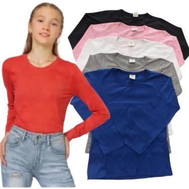 Imagem de Camiseta Infantil 100% algodão malha Premium fio 30.1 manga comprida -