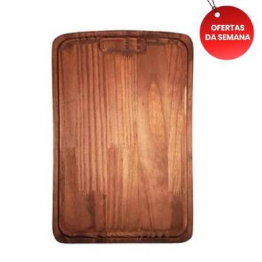 Imagem de Tábua de Madeira Média 33x26cm Rústica para Churrasco, Cozinha, Carnes