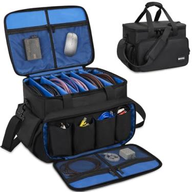 Imagem de IBVIVIC Bolsa Para Cabos De Banda Gig Com Divisórias Ajustáveis Dj, Cabos, Fios, Equipamentos Instrumentos Som E Acessórios, 16L X 11L, 12A, Azul