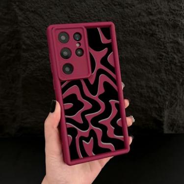 Imagem de YOGISU Capa macia com padrão listrado de luxo para Samsung A56 (para Samsung A56/Vermelho 028)