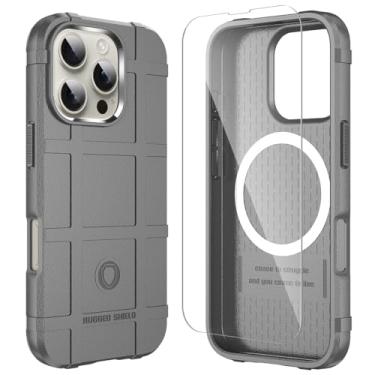 Imagem de LABILUS Rugged Shield Capa protetora tática magnética à prova de quedas de 2,4 m TPU grossa para MagSafe compatível com iPhone 16 Pro (6,3 polegadas) - cinza urbano
