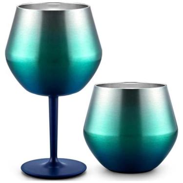 Imagem de Taça Copo Termico 2 em 1 Inox Drink Vinho Cocktail Conserva Bebida Fes