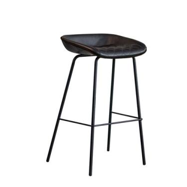 Imagem de Cadeira Banqueta Alta Com Assento Estofado em Couro Leather EdeCasaMov