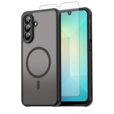 Imagem de Asuwish Capa de telefone para Samsung Galaxy A26 5G, compatível com Magsafe Magnetic, translúcido fosco antiimpressão digital, capa protetora à prova de quedas de grau militar A 26 26A LTE preta