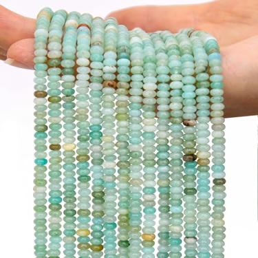 Imagem de AUREHEN 2 fios (300 peças) contas de Rondelle de amazonita natural, 2 * 4 mm pedras preciosas espaçadoras soltas contas de disco de ábaco para pulseira faça você mesmo, colar, brincos, fabricação de