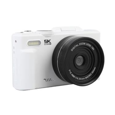 Imagem de Tangxi Câmera Digital 5K para Fotografia, Câmeras de Vlogging WiFi 75MP Com Tela Flip de 3 "180 °, Zoom Digital 18x, Foco Automático, Microfone e Filtros e Flash, para Viagens (Branco)