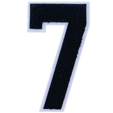 Imagem de 1 peça de patch de número de chenille preto de 10 cm, remendos de ferro para chapéus, roupas, bolsas, mochilas, jeans, adesivos iniciais, grande número universitário. (Preto 7)