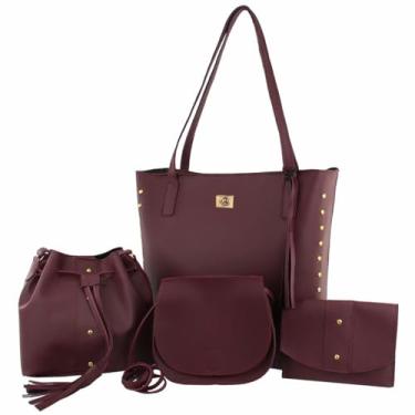 Imagem de Kit de 4 Bolsas Feminina Estilo Sacola Espaçosa