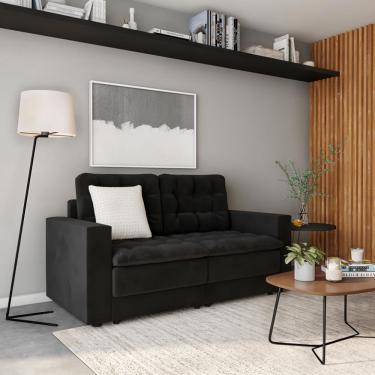 Imagem de Sofá 3 Lugares Retrátil Berlim  Suede Preto