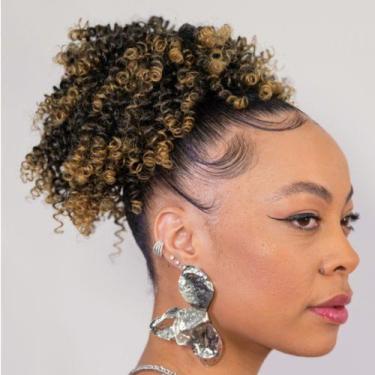 Imagem de Aplique Coque Afro Puff Cabelo Cacheado Orgânico 15cm 90gr - DSFASHION