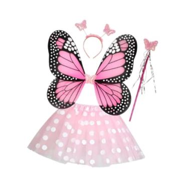 Imagem de UGPLM Fantasia de fada para meninas, asa de borboleta fofa para festival, vestido extravagante, festa de aniversário, Saia de Bolinhas