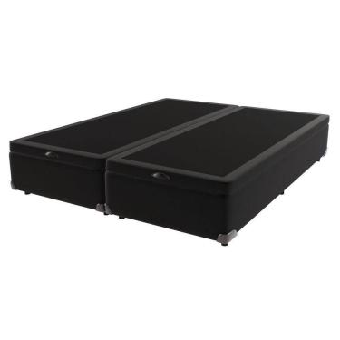 Imagem de Cama Box Com Baú Queen Bege De Madeira 158cm Kazamix Preto