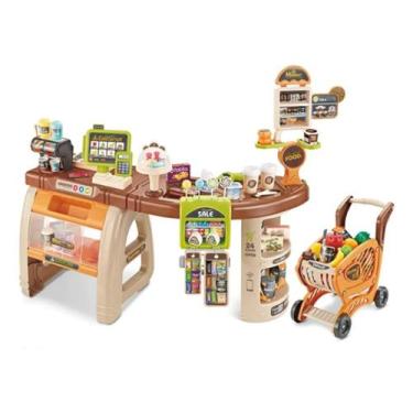 Imagem de Super Mercadinho Infantil Carrinho Compras 65pçs Som Luz - Niro Brique