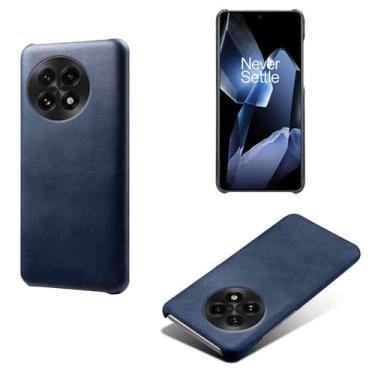 Imagem de Capa para Oneplus 13,Proteção contra quedas,Casca de volta de cor sólida simples,Design de couro de imitação de plástico-Blue