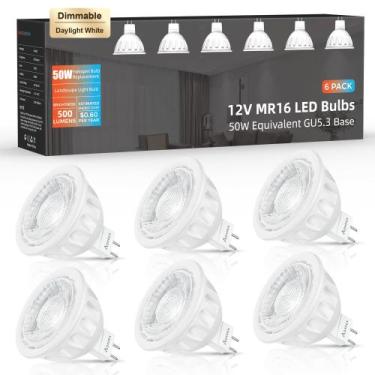 Imagem de Lâmpada LED Aovpex MR16 5W 500lm 5000K regulável 12V, pacote com 6