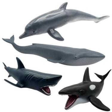 Imagem de Kit 4 Animais Marinhos Brinquedo Borracha Macia Soft Grande - STORE SH