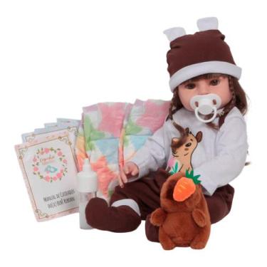 Imagem de Bebê Reborn Boneca Realista Que Fala Roupa Capivara e Itens - Cegonha 