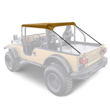 Imagem de Parte superior macia de biquíni compatível com Jeep Wrangler YJ, CJ5 e CJ6, M38A1 1951-1991 lona resistente e material de couro de vinil amarelo para proteção solar e chuva leve