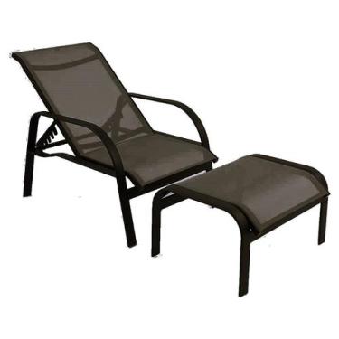 Imagem de Mini Cadeira Espreguiçadeira Lótus com Puff em Alumínio Tela Sling Pis