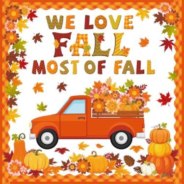Imagem de Containlol Conjunto de quadro de avisos de caminhão de outono, adoramos, decorações de sala de aula, laranja, carro, abóbora, folha de bordo, recortes para o dia de Ação de Graças, outono, colheita