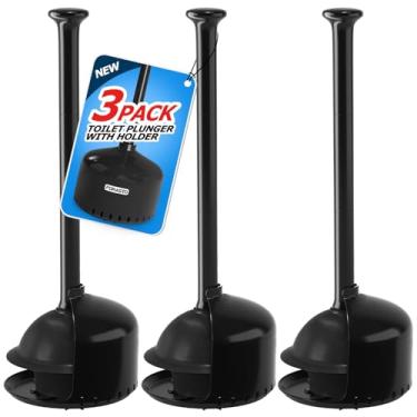 Imagem de FORASTO Pacote com 3 êmbolos de vaso sanitário com suporte, êmbolo para banheiro com suporte, desentupidor de vaso sanitário com tampa, desentupidor de banheiro, decoração de banheiro, limpadores de