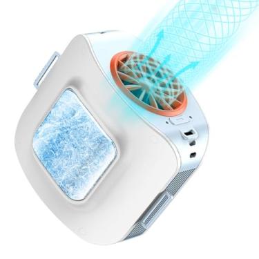 Imagem de NORMIA RITA Cintura/pescoço/mesa ventilador de refrigeração de 3 vias com placa de resfriamento Peltier 3 níveis de vento carregamento USB 8000mAh esportes ao ar livre/trabalho potente silencioso