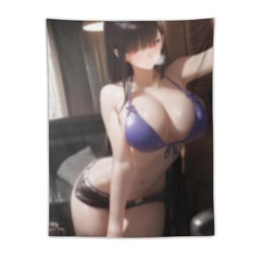 Imagem de LIEGBMEU Tapeçaria de biquíni sexy anime menina quente 76,2 x 101,6 cm interior exterior parede colcha arte decoração de tapeçaria caprichosa, AF019